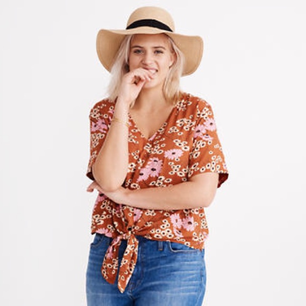NWT Madewell Tie-Front Top Sz XXS